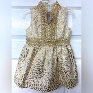 Lily Pulitzer Abrianna Gold Toddler Girl dress, Sz 2